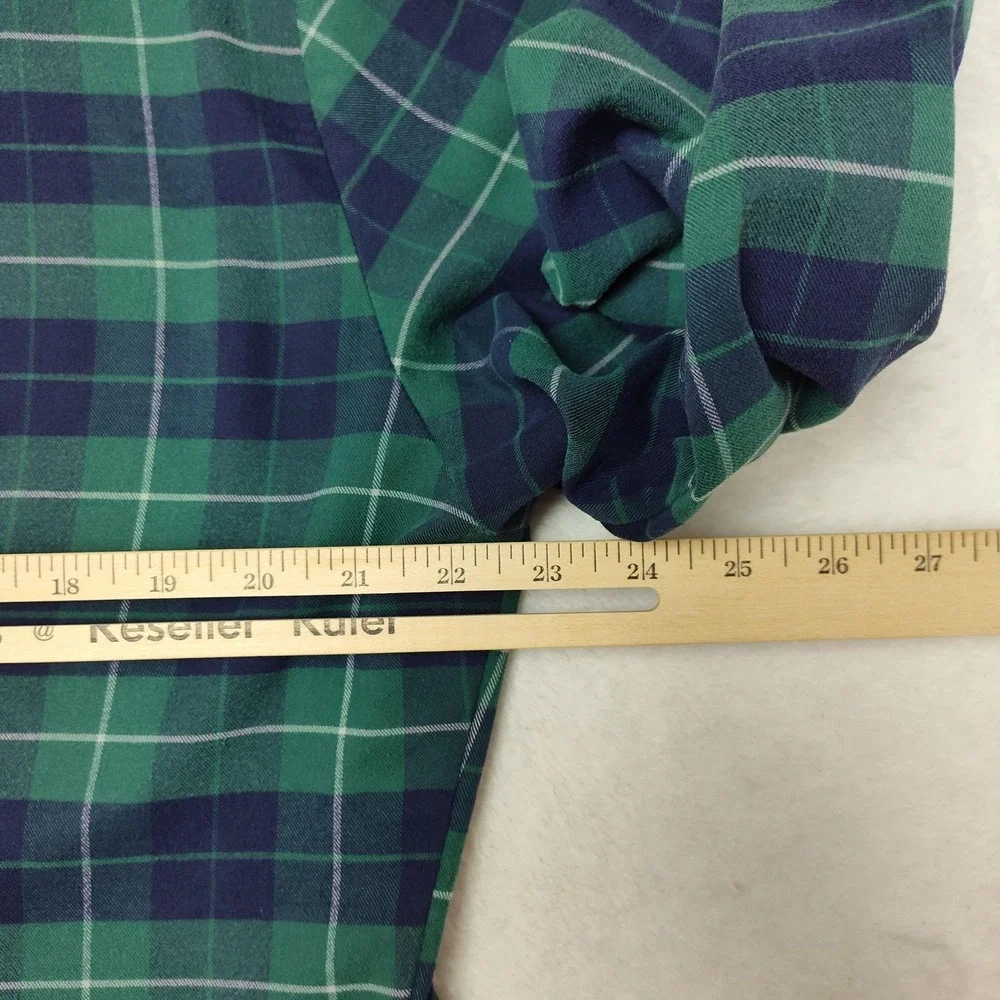 Mizzen+Main‎ Shirt Mens Large Green Plaid Button-Up Flannel Slim Trim Fit USA